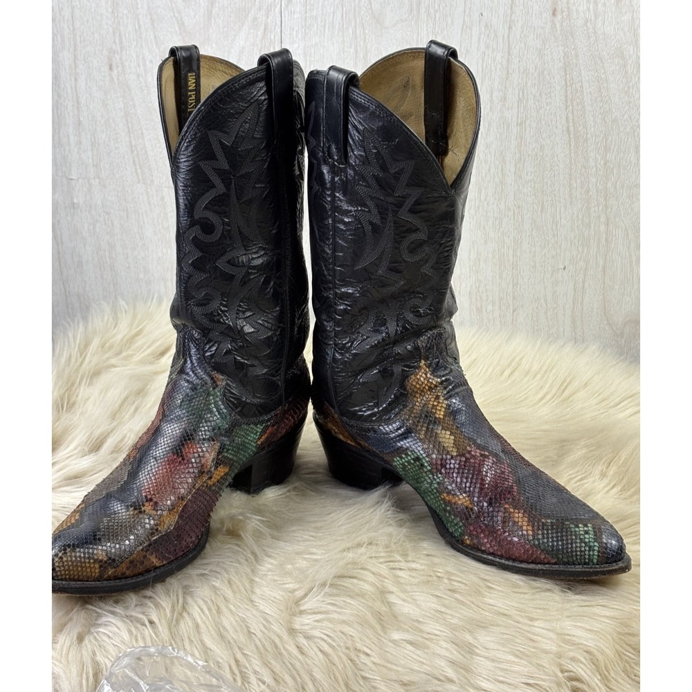 Dan Post Mens 10D Rainbow Python Snakeskin Cowboy Boots Exotic USA Vintage